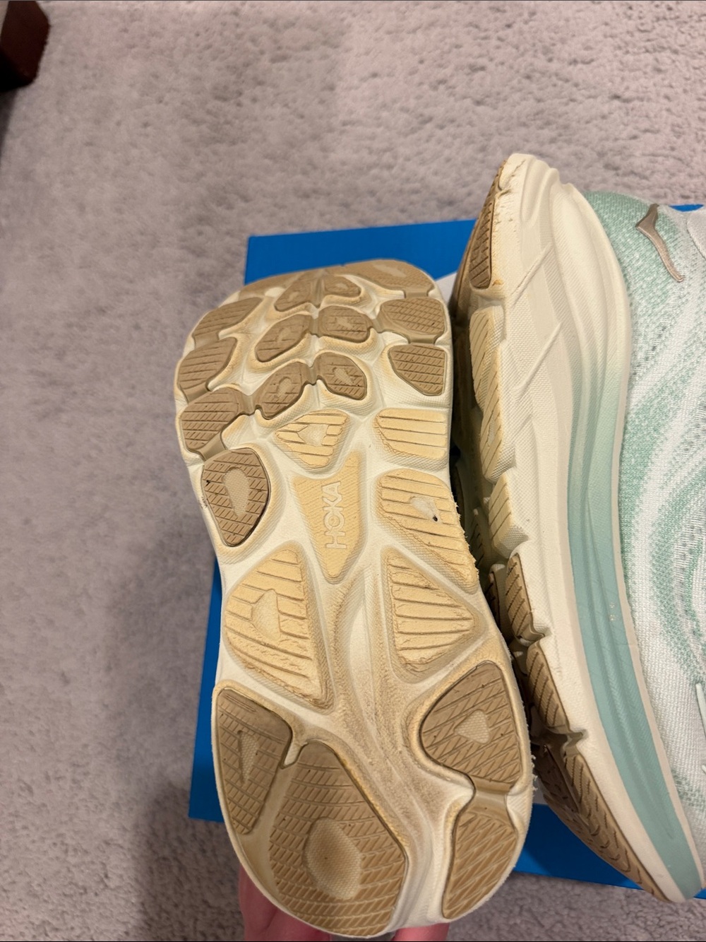 Hoka Women's Clifton 10, Size 7, Mint Green Cushioned Athletic Shoe - Picture 8 of 12
